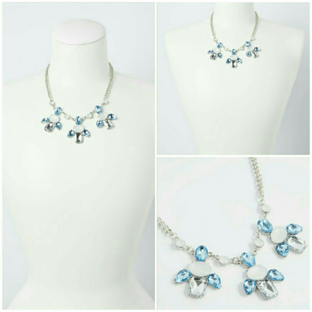 Blue Stone Drop Statement Necklace